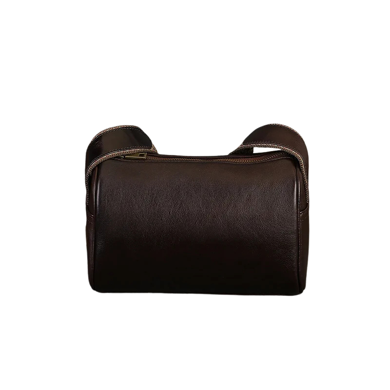 Bolsa de Couro Legítimo de Ombro-Café
