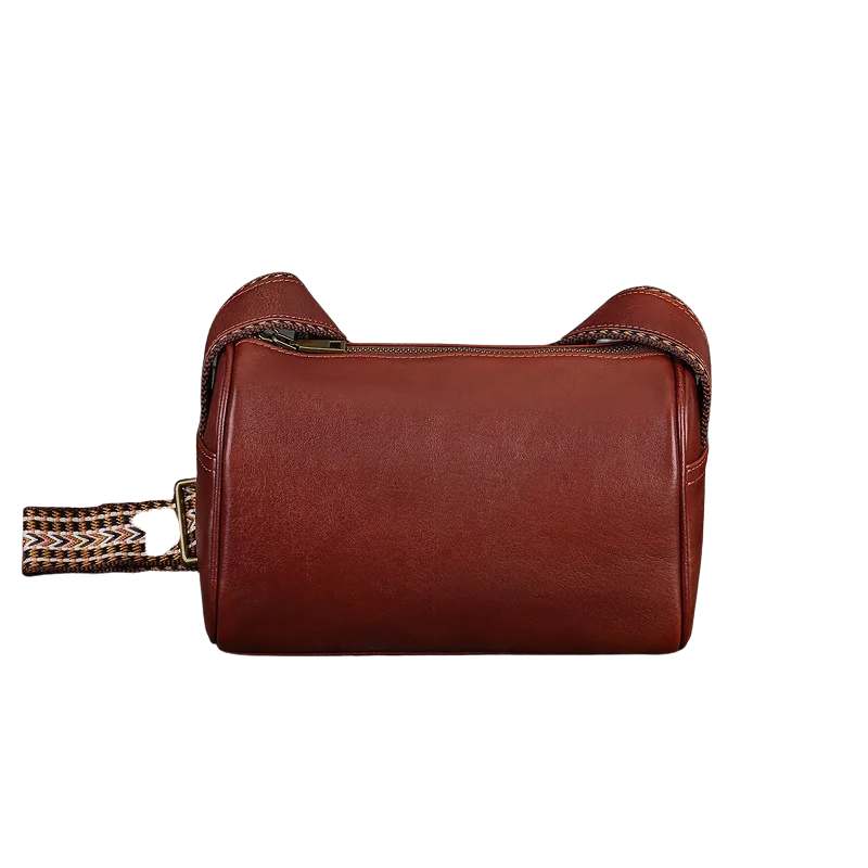 Bolsa de Couro Legítimo de Ombro-Marrom