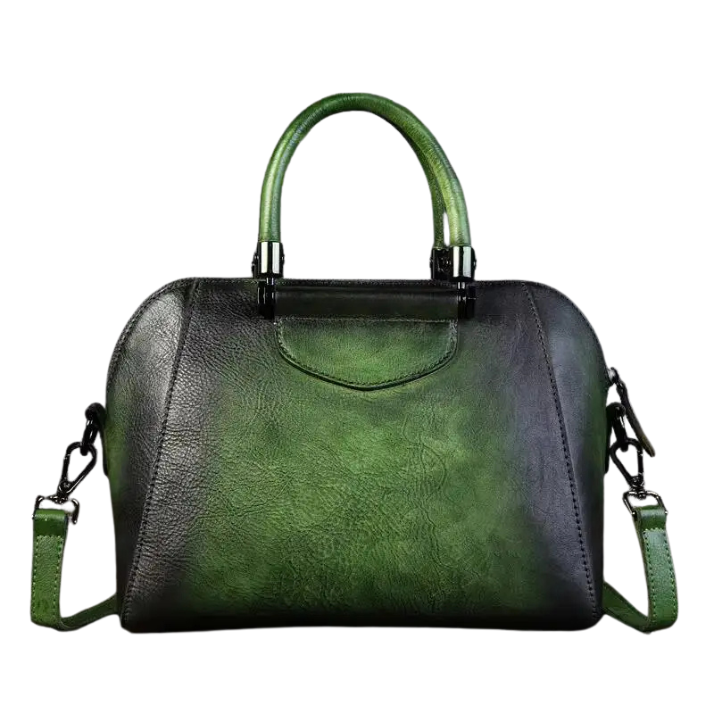 Bolsa de Couro Retrô Artesanal-Verde