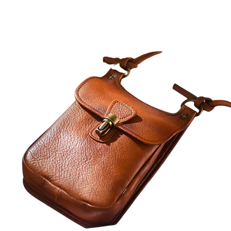 Bolsa de Couro Com Fecho e Alças Com Nós