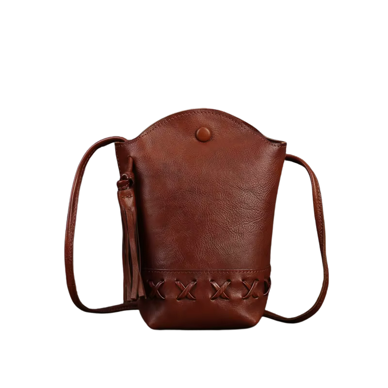 Bolsa de Couro Transversal-Marrom