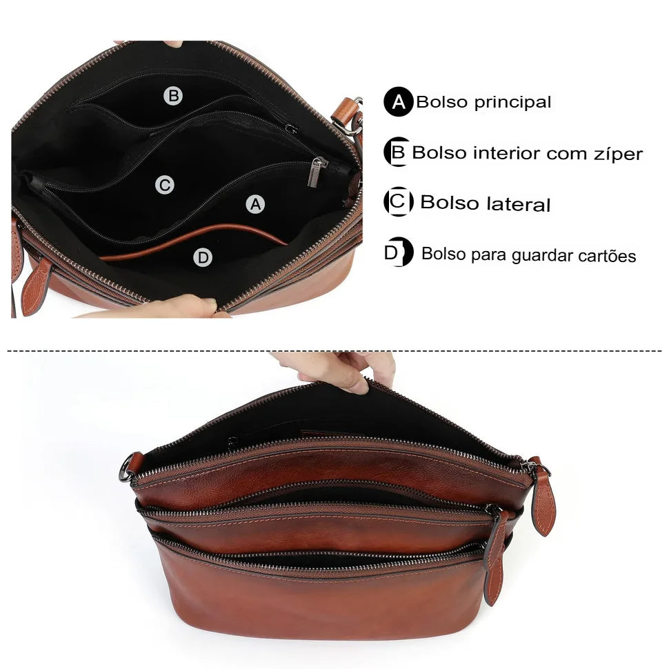 Bolsa de Ombro de Couro Legítimo