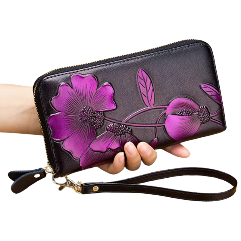 Carteira de Couro Flor de Hibisco