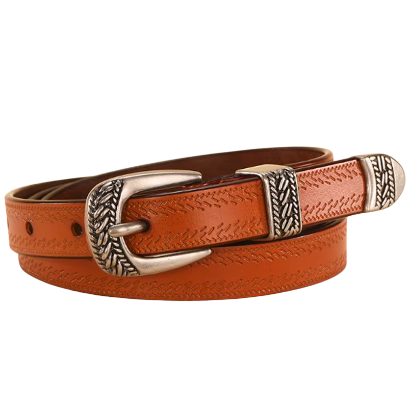 Cinto Feminino de Couro Vintage-Caramelo