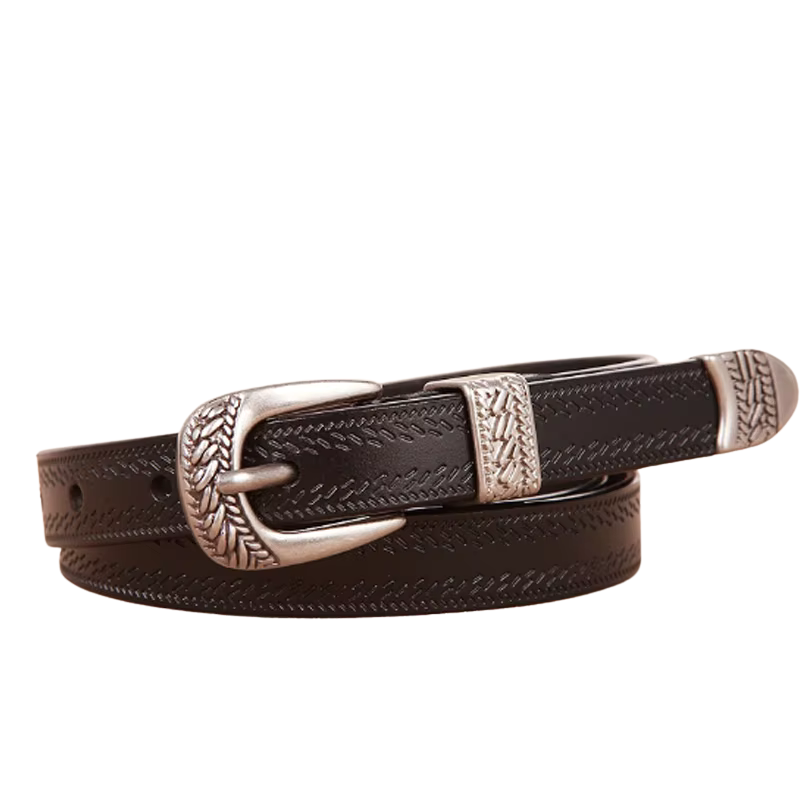 Cinto Feminino de Couro Vintage-Preto