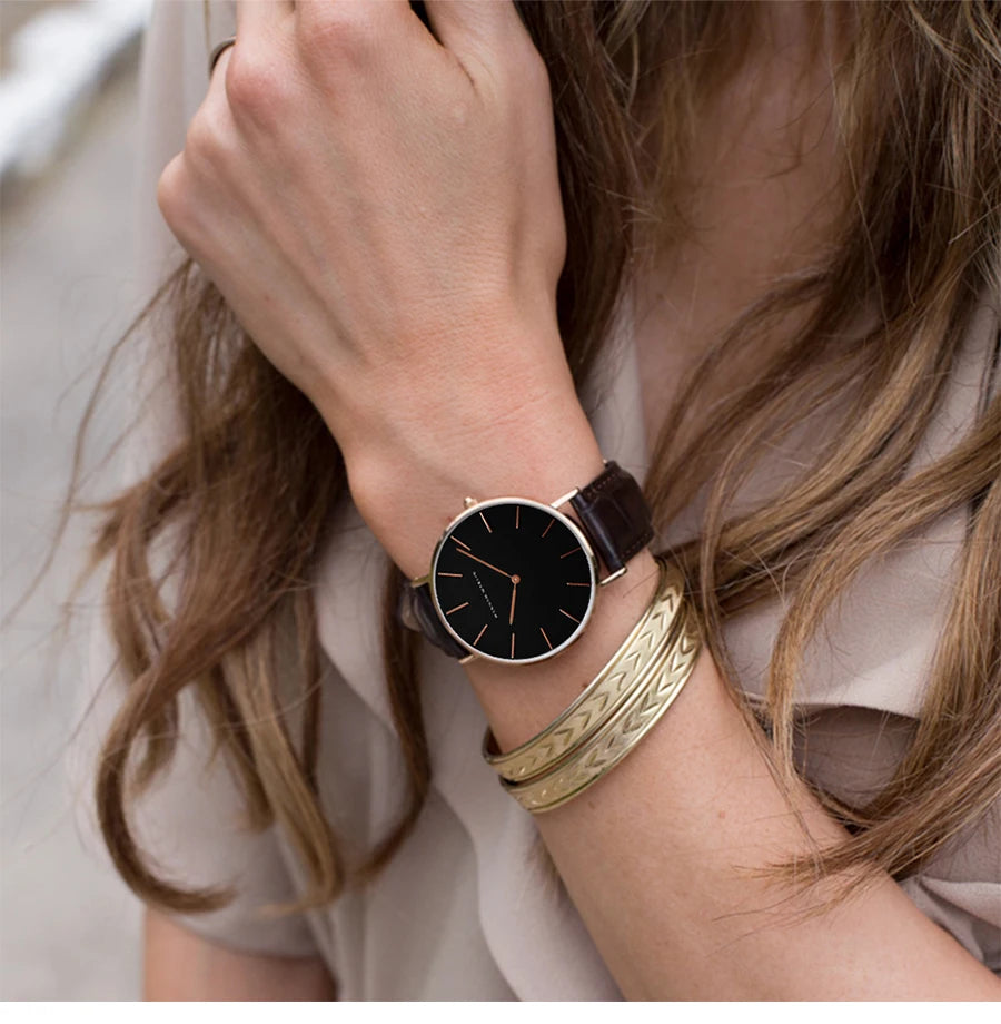 Relógio Feminino Analógico de Couro