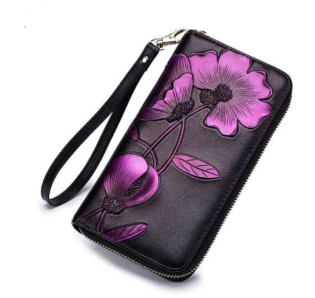 Carteira de Couro Flor de Hibisco