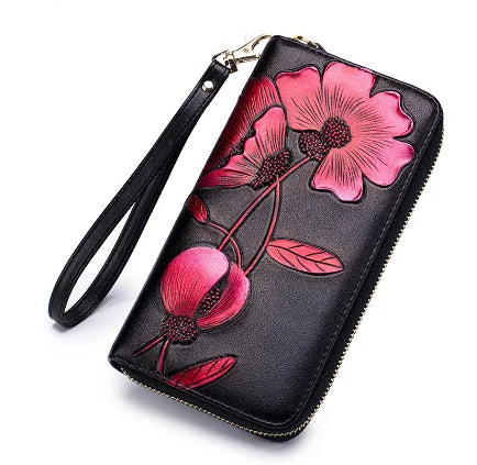 Carteira de Couro Flor de Hibisco