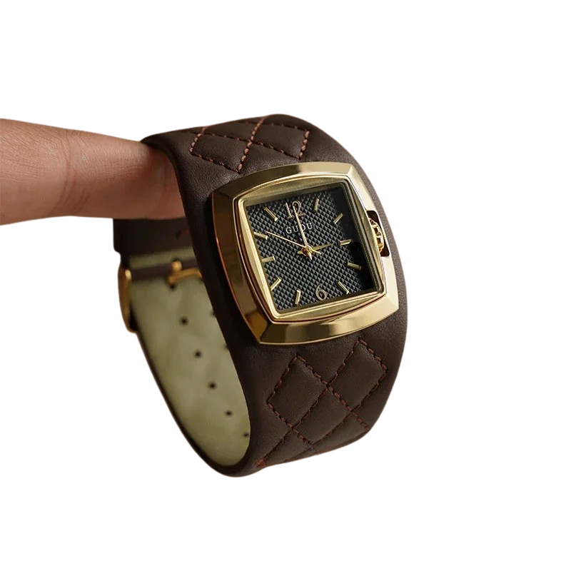 Relógio de Pulso Leve e Luxuoso de Couro-Marrom