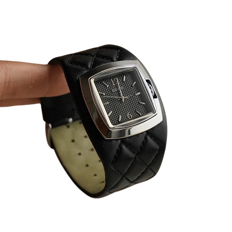 Relógio de Pulso Leve e Luxuoso de Couro-Preto