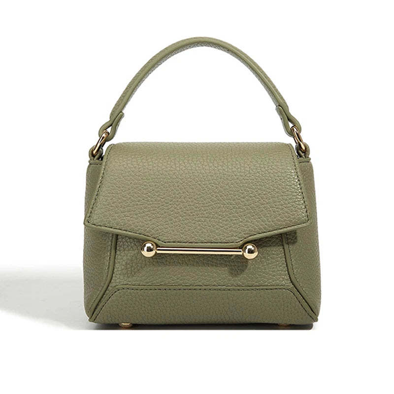 Bolsa Mini Tote de Couro-Verde