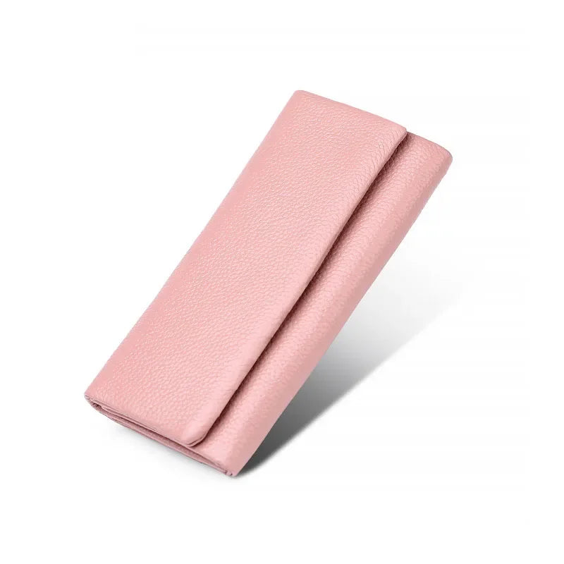 Carteira Longa de Couro Feminina-Rosa