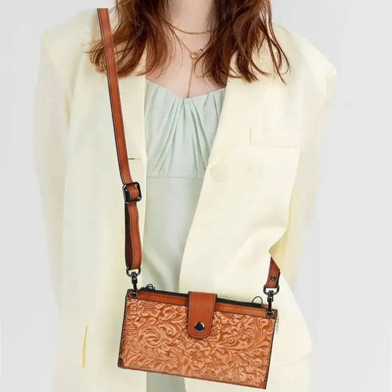 Carteira de Couro Longa Crossbody