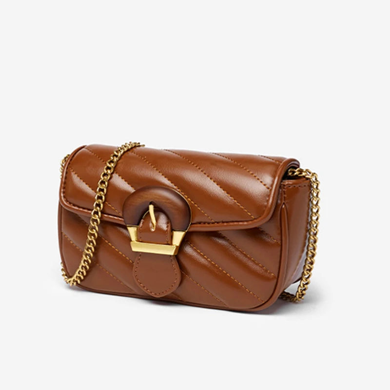 Bolsa de Couro Com Alça de Corrente