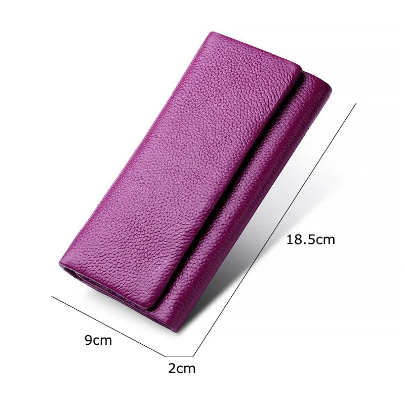 Carteira Longa de Couro Feminina-Roxo