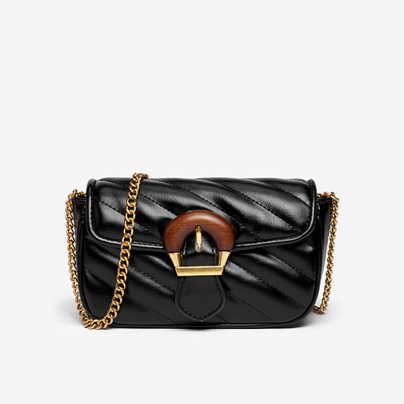 Bolsa de Couro Com Alça de Corrente