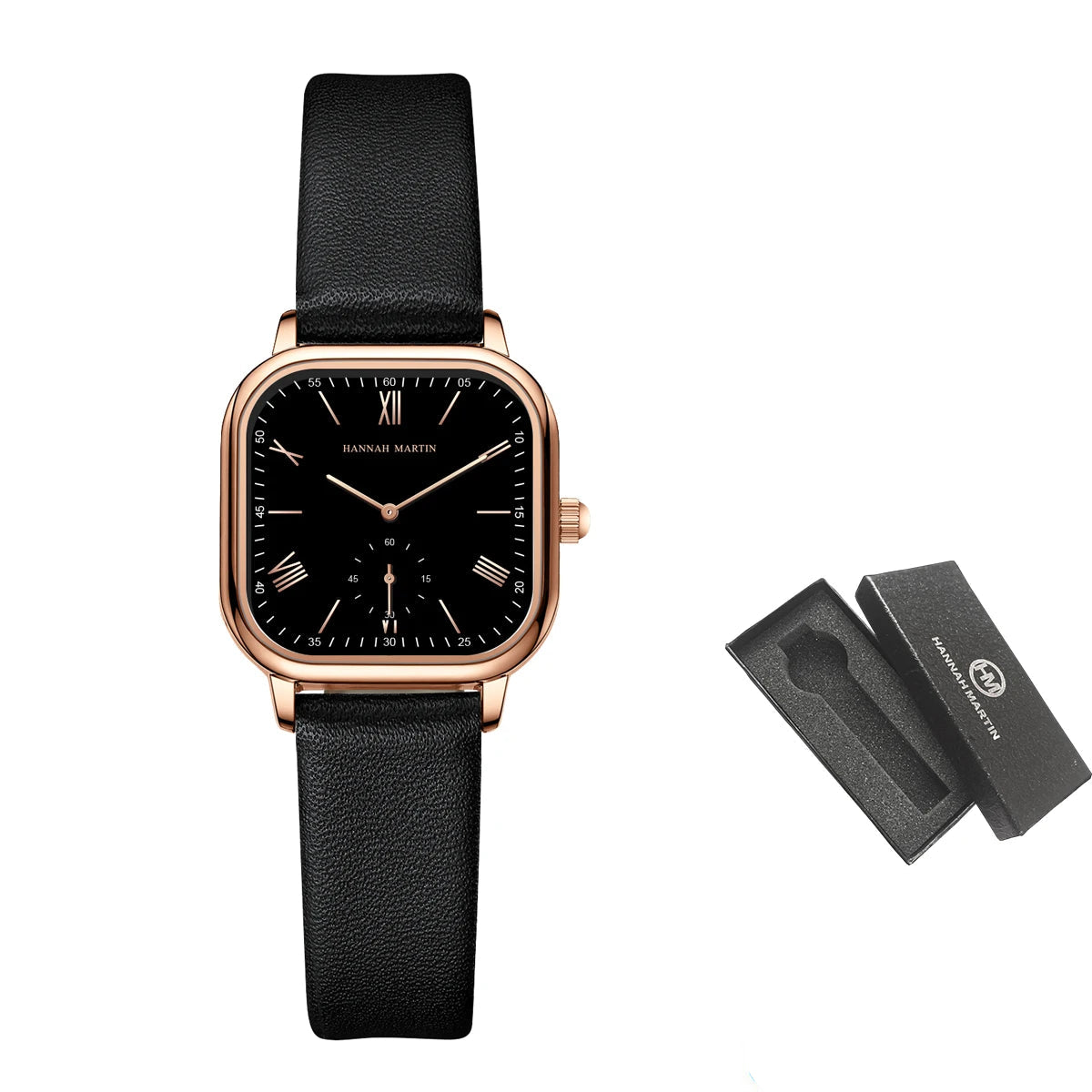 Relógio Quadrado de Couro