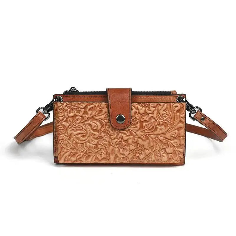 Carteira de Couro Longa Crossbody