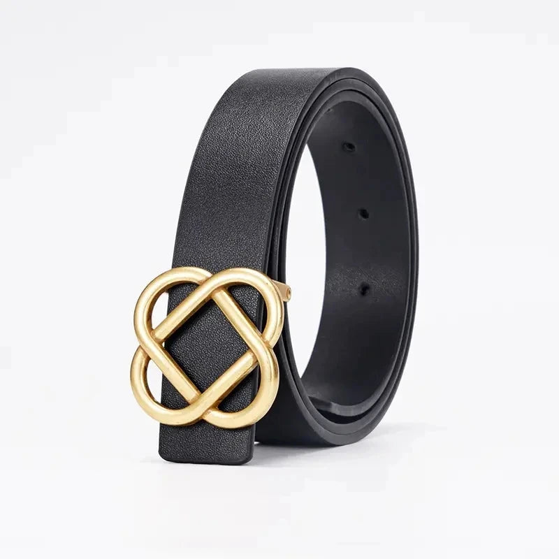 Cinto de Couro Com Fivela de Flor