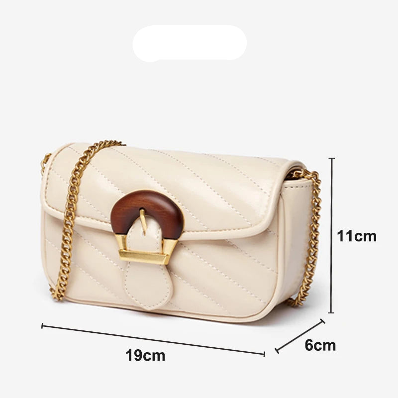 Bolsa de Couro Com Alça de Corrente