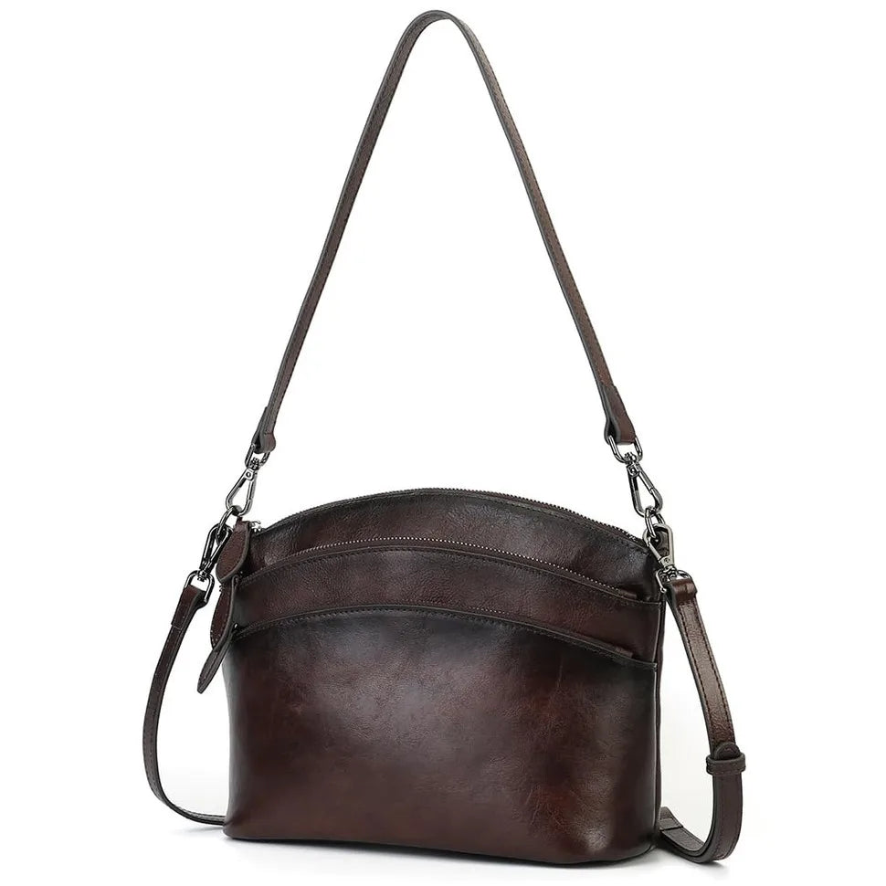 Bolsa de Ombro de Couro Legítimo-Café
