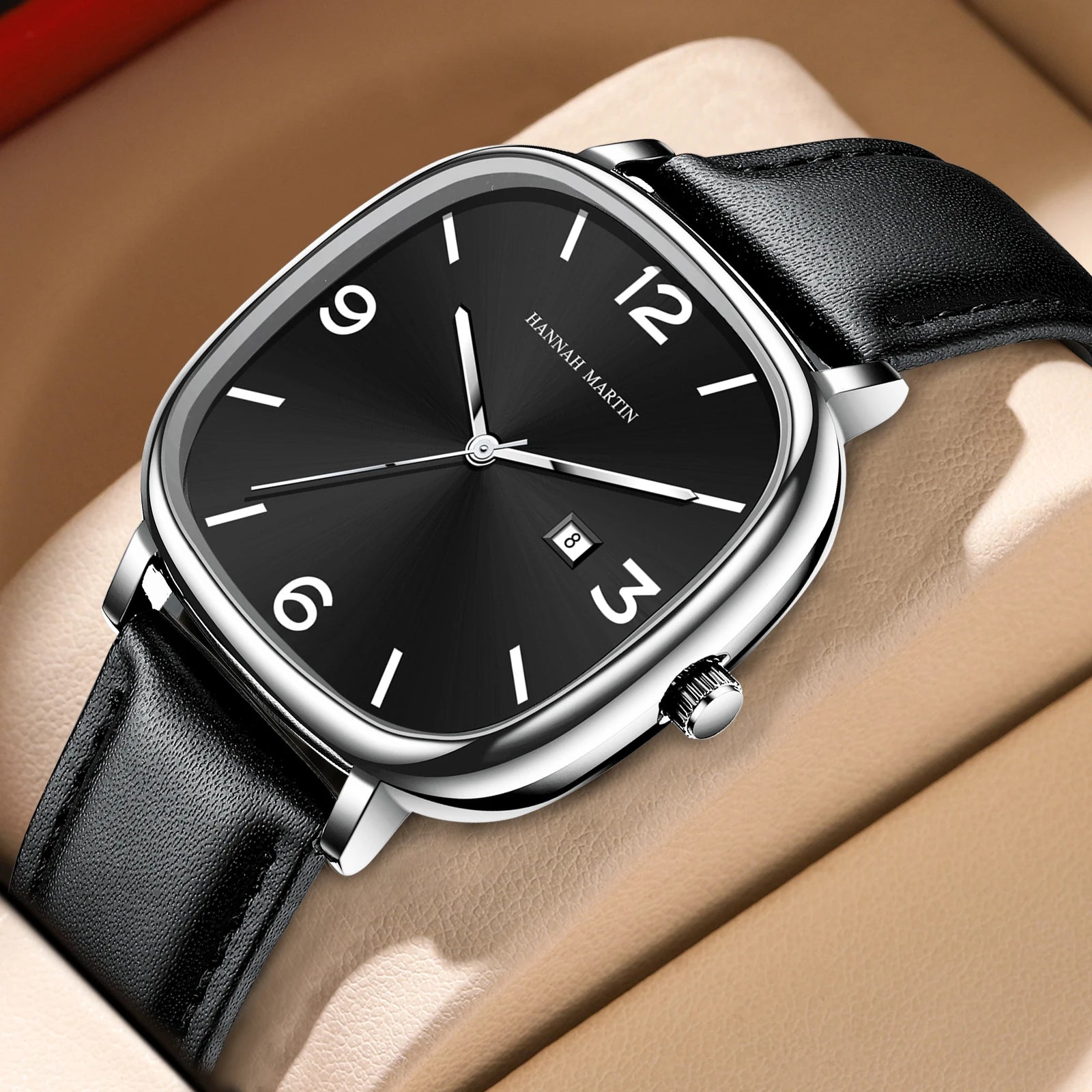 Relógio de Couro Feminino Aura Square