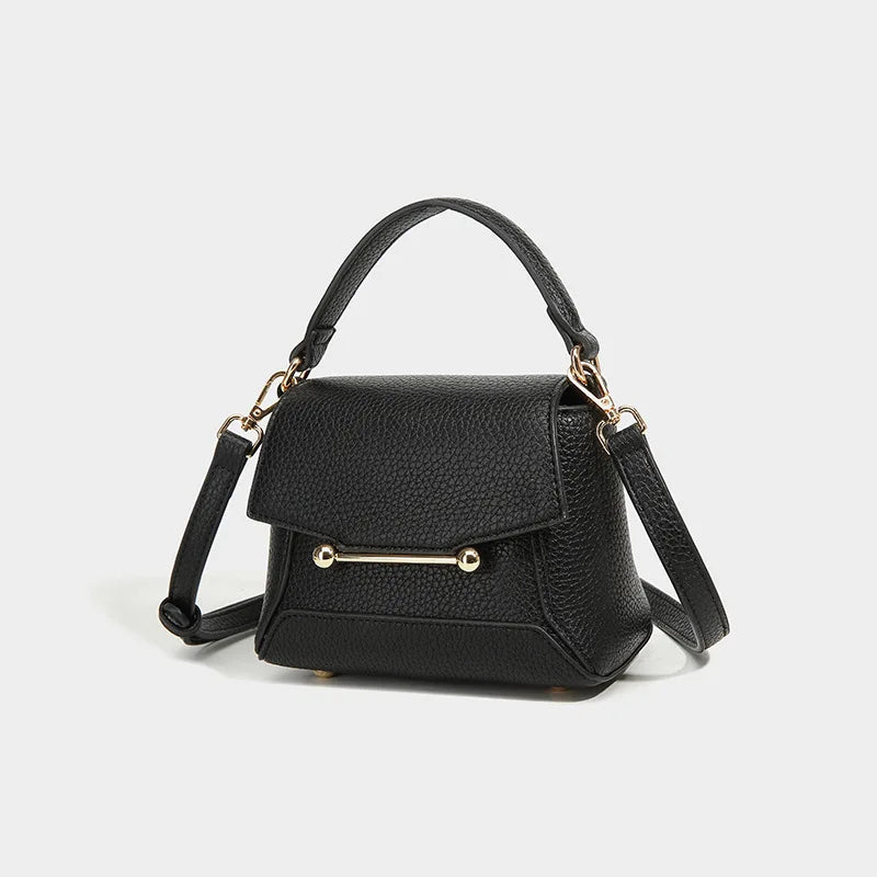 Bolsa Mini Tote de Couro-Preto