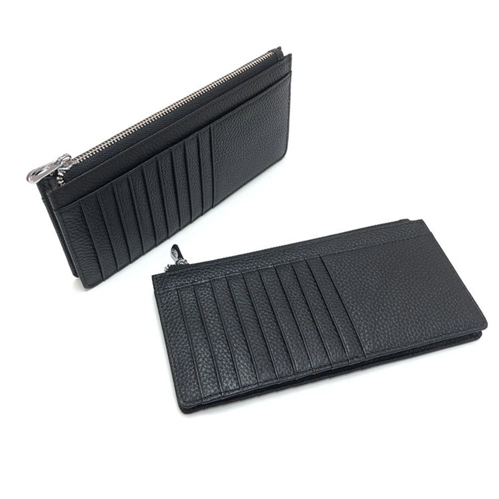 Carteira Longa de Cartão e Dinheiro de Couro