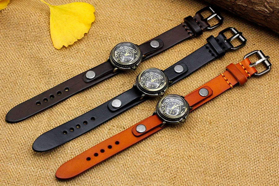 Relógio Feminino de Couro Vintage