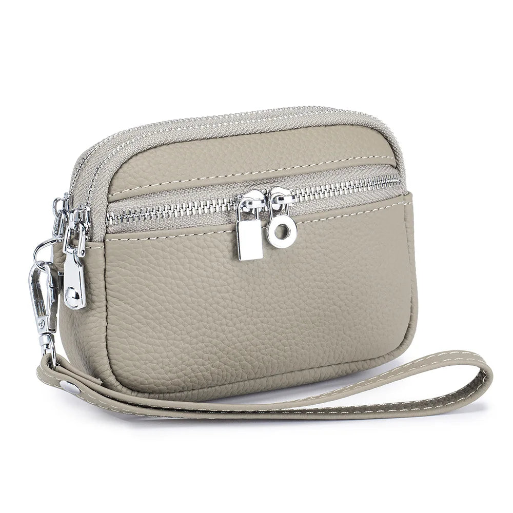 Mini Carteira de Couro Com Alça de Punho