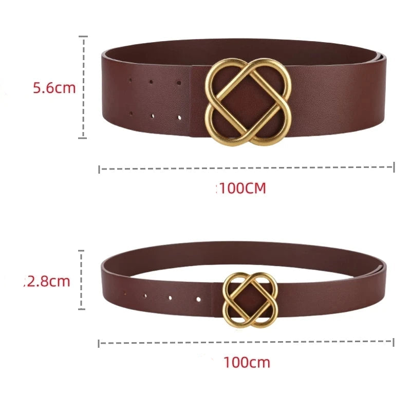 Cinto de Couro Com Fivela de Flor