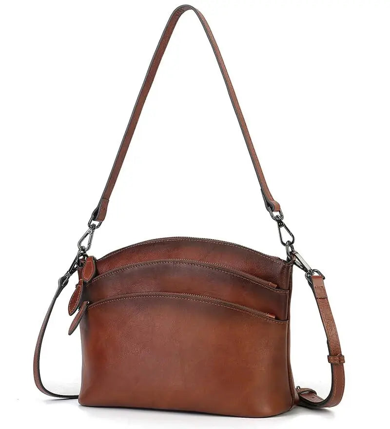 Bolsa de Ombro de Couro Legítimo-Marrom