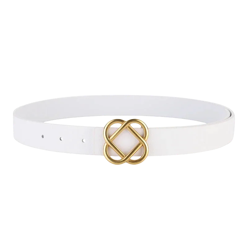 Cinto de Couro Com Fivela de Flor