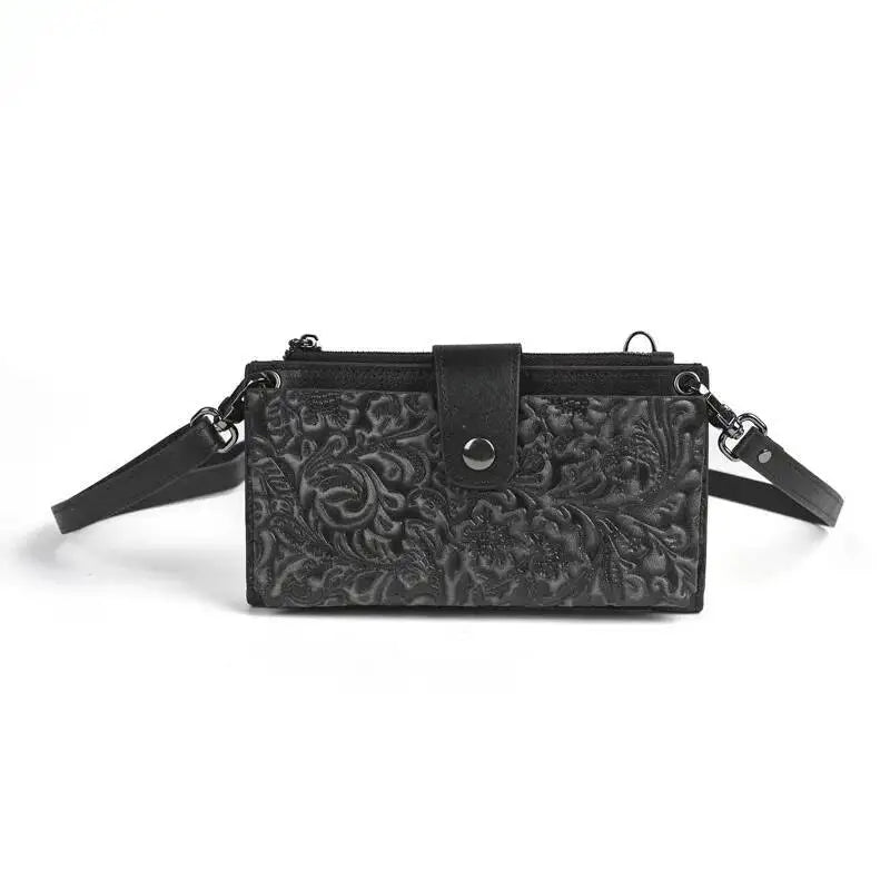 Carteira de Couro Longa Crossbody