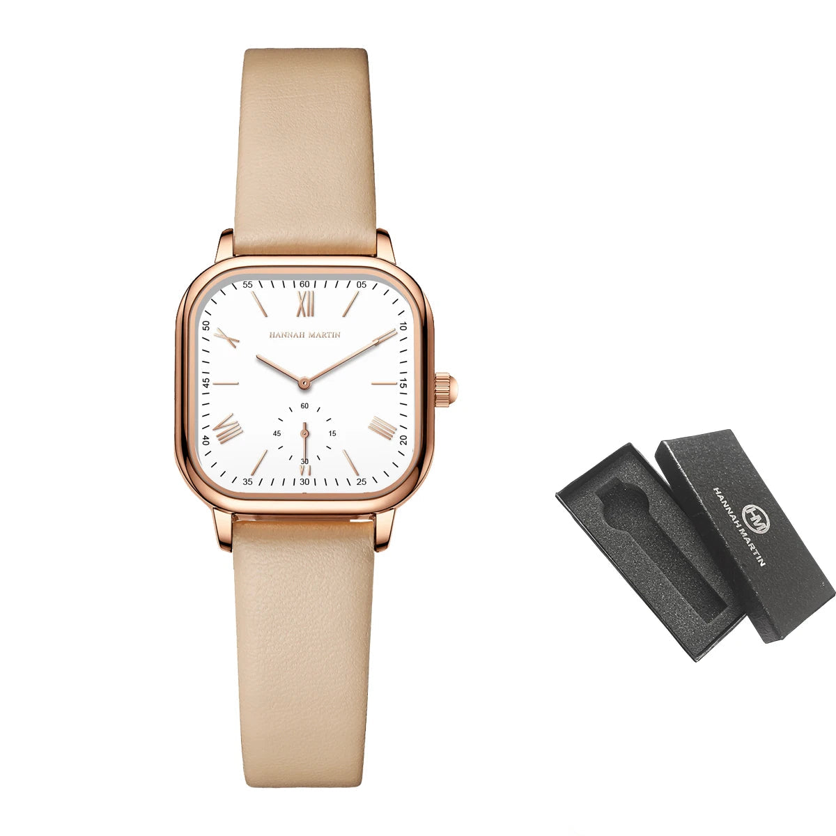 Relógio Quadrado de Couro