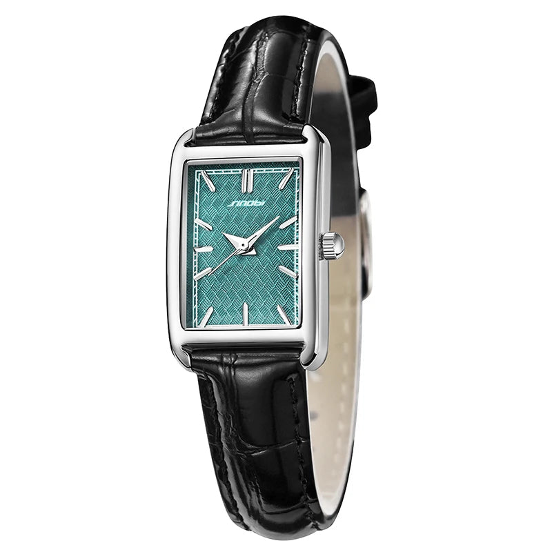 Relógio de Couro Retangular