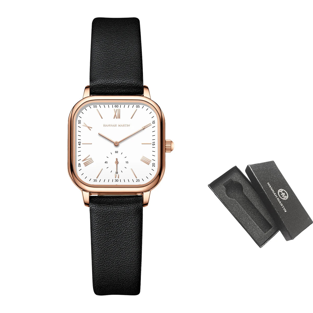 Relógio Quadrado de Couro