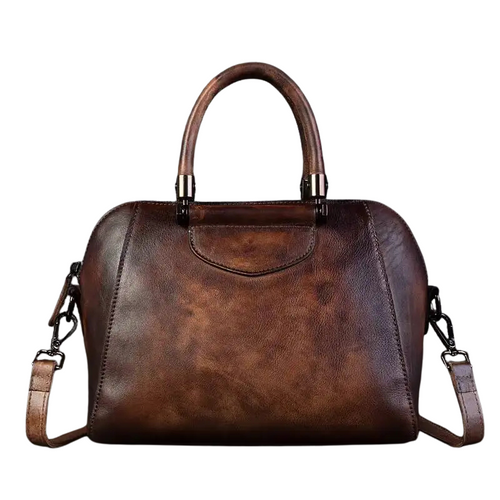 Bolsa de Couro Retrô Artesanal-Marrom
