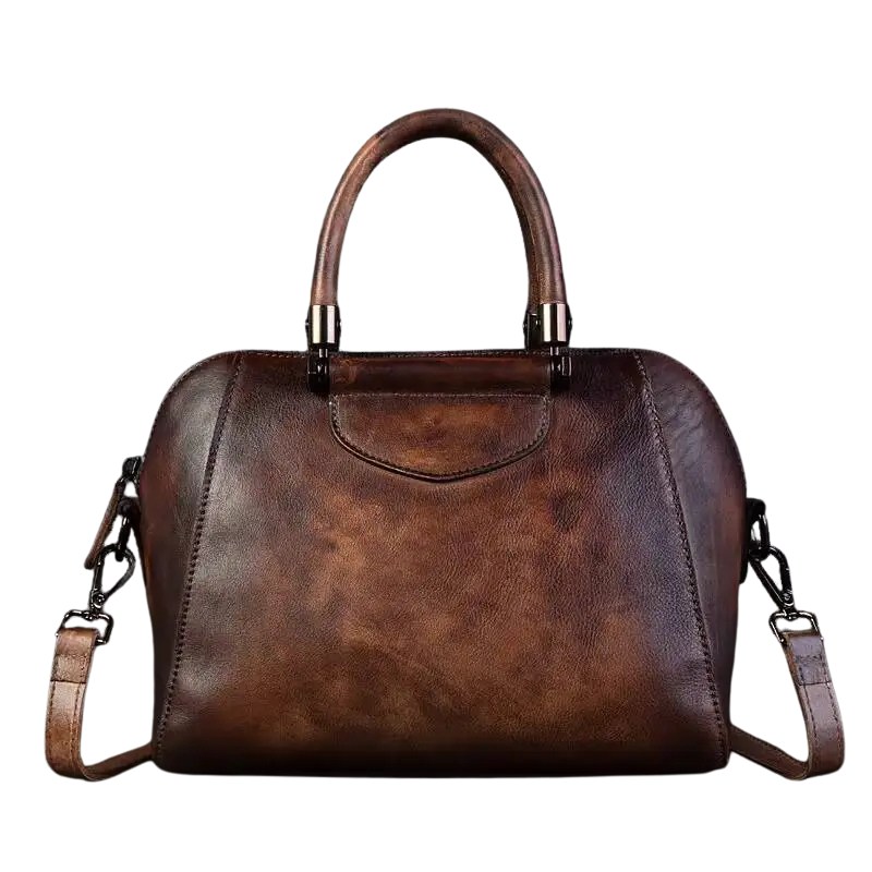 Bolsa de Couro Retrô Artesanal-Marrom