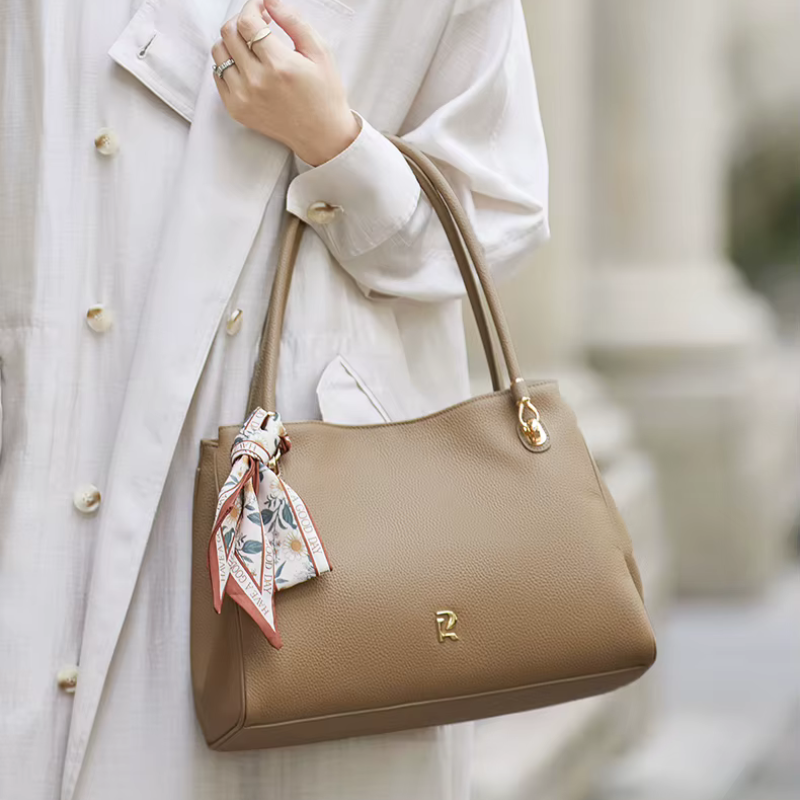 Bolsa de Couro Genuíno Taupe