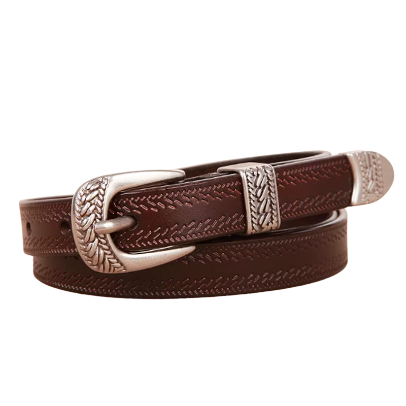 Cinto Feminino de Couro Vintage-Marrom