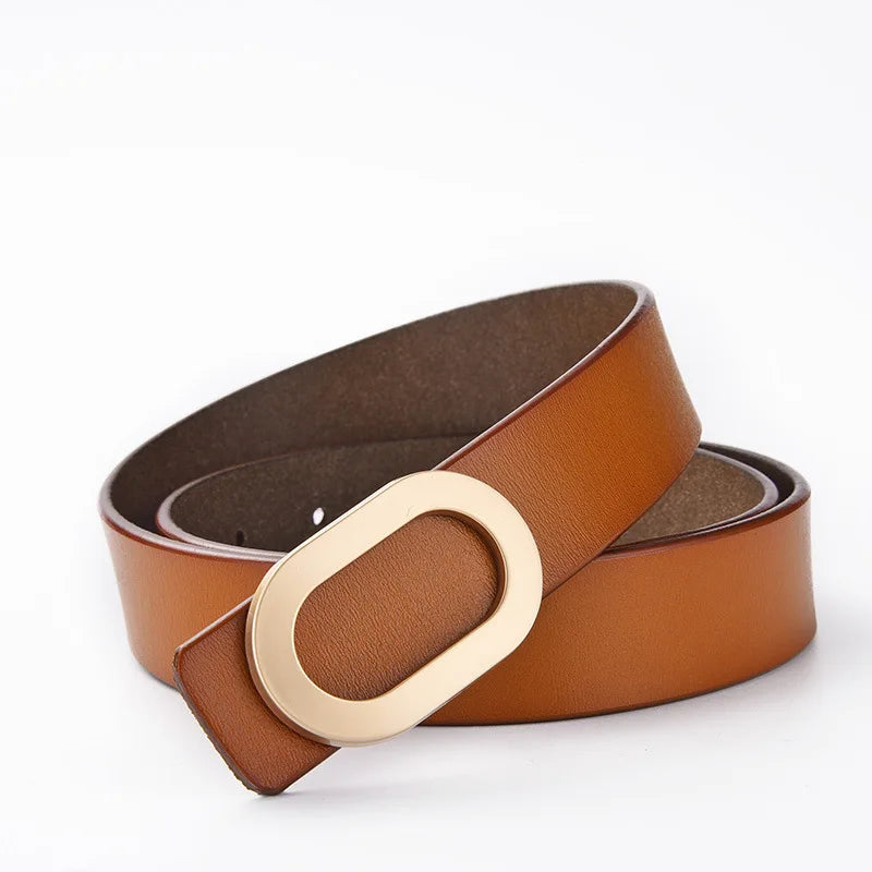 Cinto de Couro Com Fivela Oval
