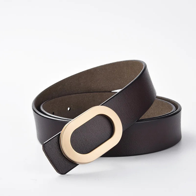Cinto de Couro Com Fivela Oval