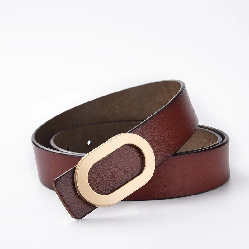Cinto de Couro Com Fivela Oval