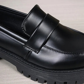 Sapato Mocassim de Plataforma-Preto