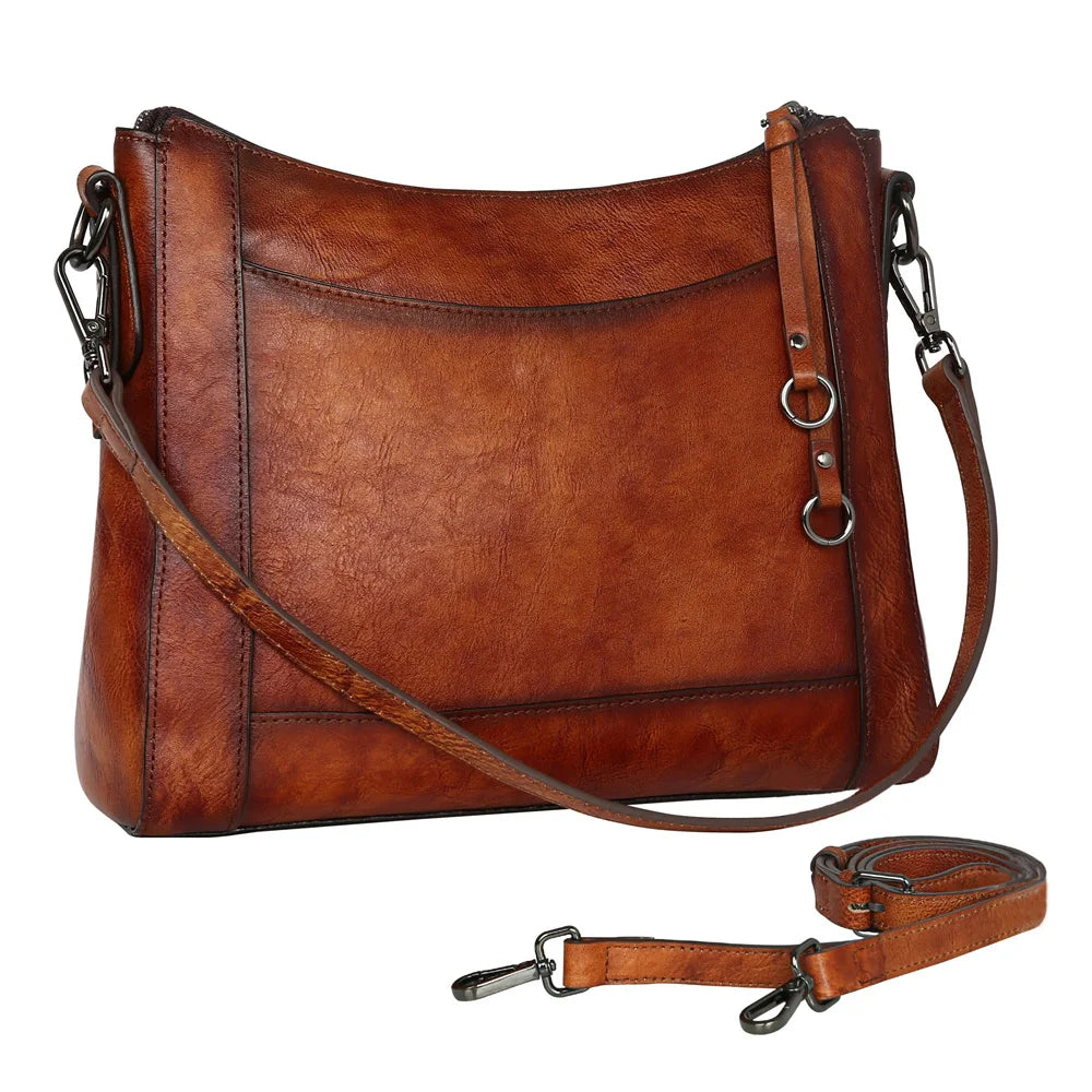 Bolsa Feminina Hobo de Couro Genuíno