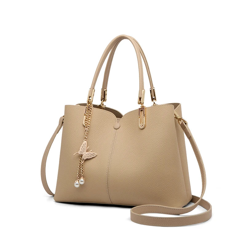 Bolsa Satchel Butterfly Charm em Couro Legítimo