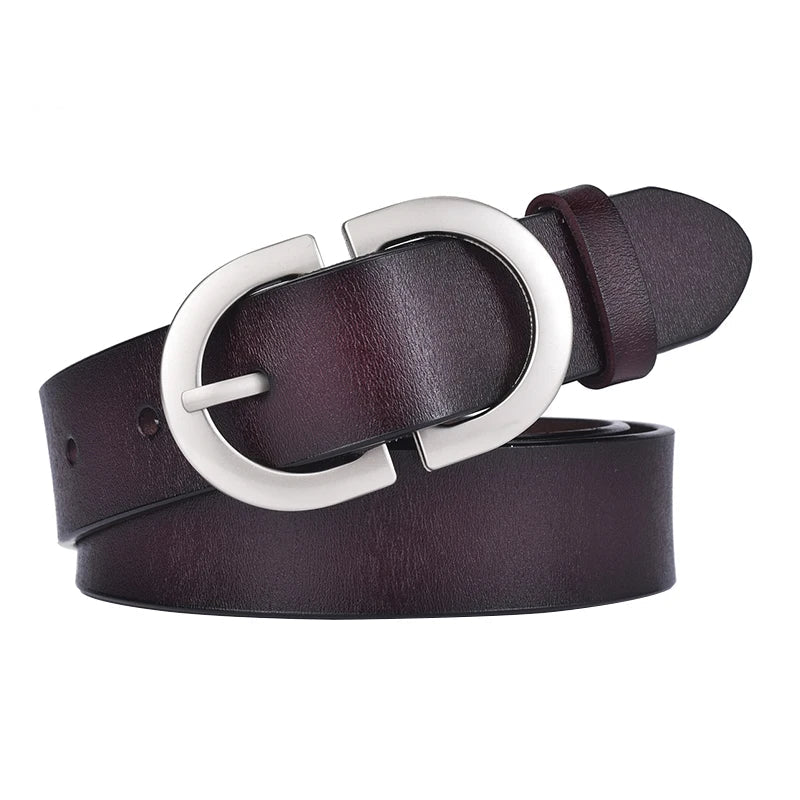 Cinto Largo de Couro Feminino Com Fivela Prata