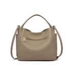Bolsa Satchel Classique Taupe em Couro Genuíno