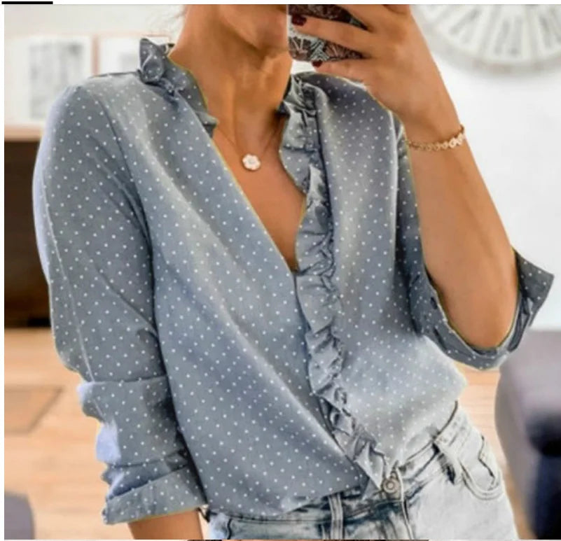 Camisa Feminina Com Babado